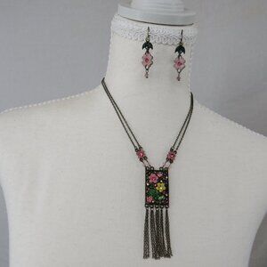 Michal Negrin Vintage Floral Jewelry Set | Victorian Romance | Necklace & Earrin